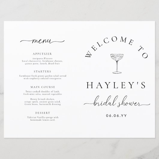 Quinn Script Brautparty Game und Menu Booklet (Vorderseite)