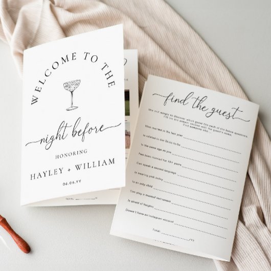 Quinn Script Hochzeitsprobe-Abendessen-Spiel Heft Flyer
