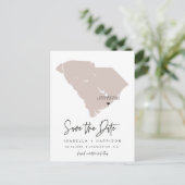 QUINN - South Carolina Karte Save the Date EDITABL (Stehend Vorderseite)
