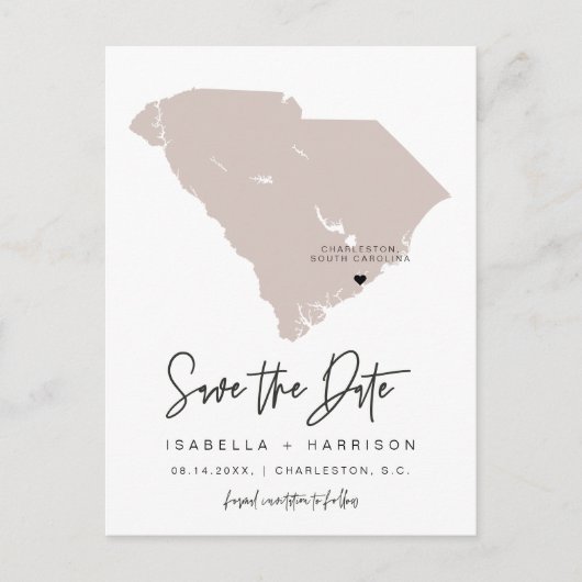 QUINN - South Carolina Karte Save the Date EDITABL (Vorderseite)