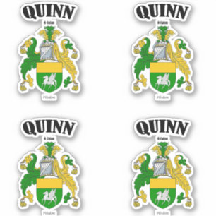 Quinn Wappen Irish Translation & Meaning (x4) Aufkleber