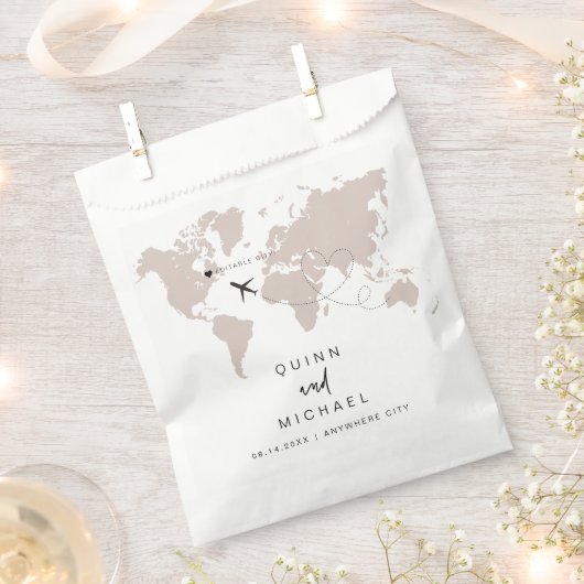 QUINN World Map Reiseziel Save the Date Geschenktütchen (Ausgeschnitten)