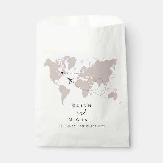 QUINN World Map Reiseziel Save the Date Geschenktütchen (Vorderseite)