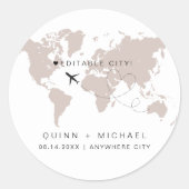 QUINN World Map Reiseziel Save the Date Runder Aufkleber (Vorderseite)