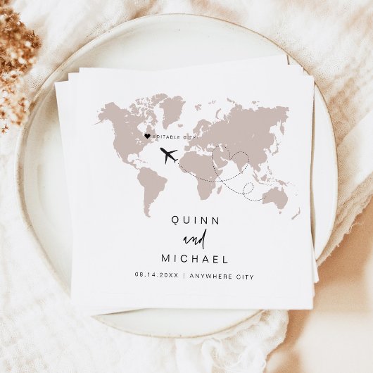 QUINN World Map Reiseziel Save the Date Serviette