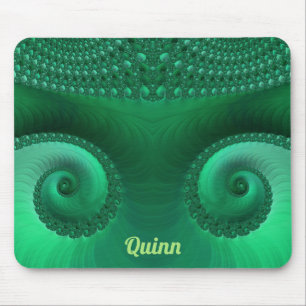 QUINN ~ Zany Shades of Green Fraktal Pattern Mousepad