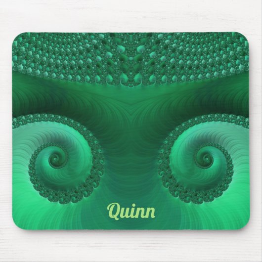QUINN ~ Zany Shades of Green Fraktal Pattern Mousepad (Vorne)