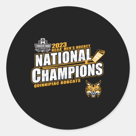 Quinnipiac Bobcats National Champs 2023 Eishockey Runder Aufkleber (Vorderseite)