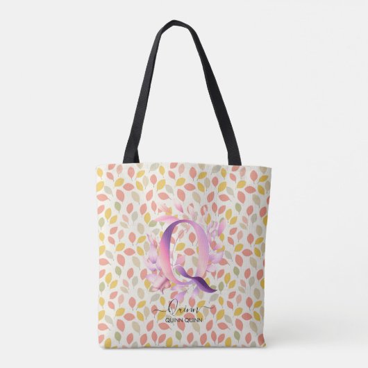 Quinns verzaubertes Blut - Boho-Floral-Monogramm Q Tasche (Rückseite)
