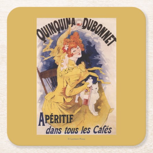 Quinquina Dubonnet Aperitif-förderndes Plakat Rechteckiger Pappuntersetzer (Vorderseite)