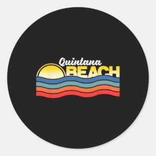 Quintana Beach Texas Retro Vintag Surfer Souvenir Runder Aufkleber