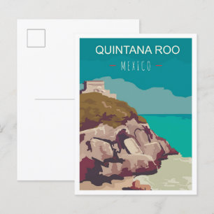 Quintana Roo Mexico Vintage Reise Illustration Postkarte