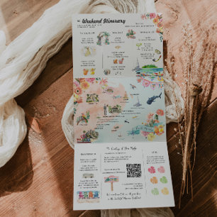 Quintana Roo   Mexiko Itineraler Plan Dreifach Gefaltete Einladung