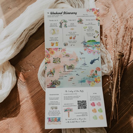 Quintana Roo | Mexiko Itineraler Plan Dreifach Gefaltete Einladung