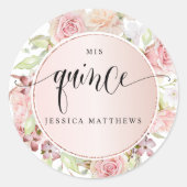 Quinten, Spanisch, Rosa, Rose Rosa, Rosa, Rosa, Ro Runder Aufkleber (Vorderseite)