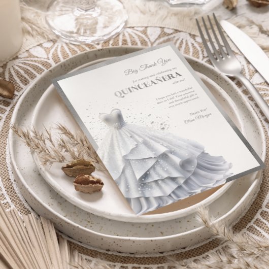 Quintencera Glam Red Dress Dankeskarte