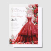 Quintencera Glam Red Dress Party Einladung (Versetzt)