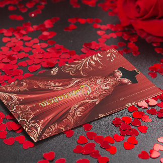 Quintencera Glam Rotes Kleid Geburtstagsparty Einl Dankeskarte