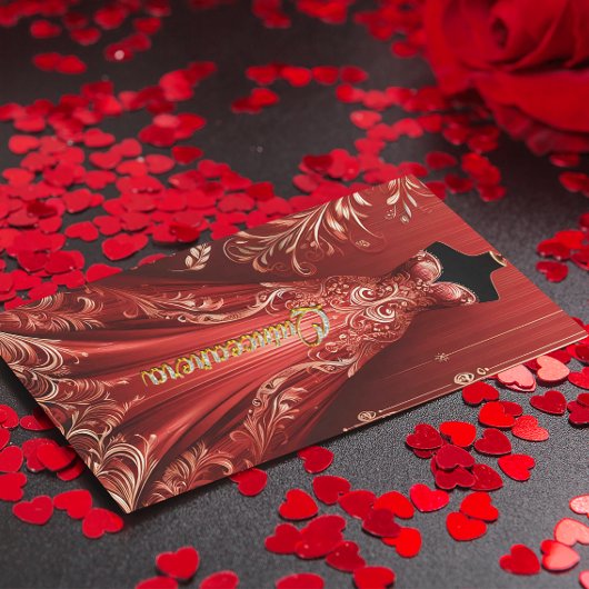 Quintencera Glam Rotes Kleid Geburtstagsparty Einl Dankeskarte