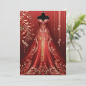 Quintencera Glam Rotes Kleid Geburtstagsparty Einl Dankeskarte (Stehend Vorderseite)