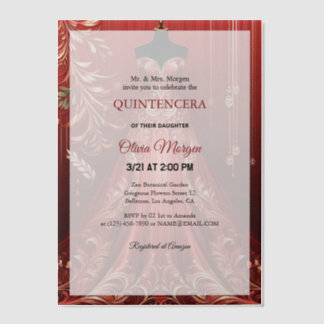 Quintencera Glam Rotes Kleid Geburtstagsparty Einl Pergament Einladungen