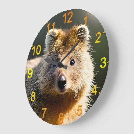 Quintin The Ginger Quokka, Wall Clock Große Wanduhr (Winkel)