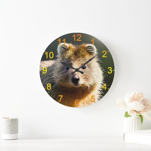 Quintin The Ginger Quokka, Wall Clock Große Wanduhr (Zuhause)
