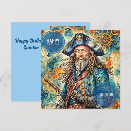 QUINTON ~ Geburtstagskarte ~ Pirate ~ (Vorne/Hinten)
