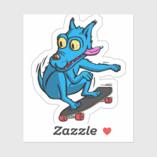 Quircky the blue dog skater aufkleber