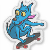 Quircky the blue dog skater aufkleber (Vorderseite)