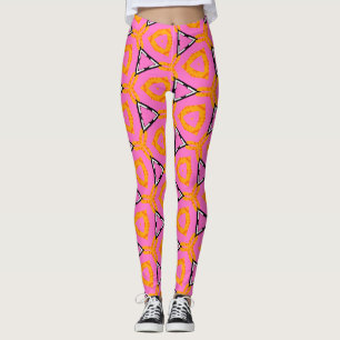 Quirkes Muster zany Hosen rosa und gelb Leggings