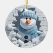 Quirky 3D Buck-Tooth Snowman Keramik Ornament (Vorne)