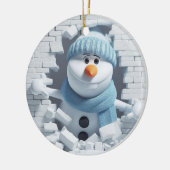 Quirky 3D Buck-Tooth Snowman Keramik Ornament (Links)