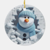 Quirky 3D Buck-Tooth Snowman Keramik Ornament (Hinten)