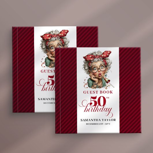 Quirky 50th birthday woman event guest book gästebuch