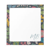 Quirky Abstract Floral Pattern Monogram Notizblock (Vorderseite)