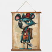 Quirky Abstrakt Sloth Art Wandteppich Mit Holzrahmen (Vorderseite)