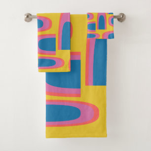 Quirky-Abstrakte Geometrie in hellgelben Formen Badhandtuch Set