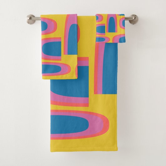 Quirky Abstrakte geometrische Formen in leuchtende Badhandtuch Set (Insitu)