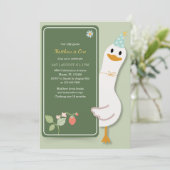 Quirky Albern Gänse Kinder 1 Geburtstag Party Einladung (Stehend Vorderseite)