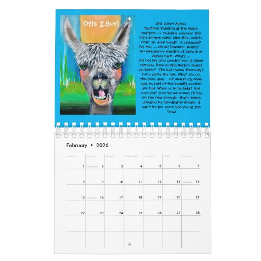 Quirky Alpaca Kalender mit Geschichten 20z (Feb 2026)