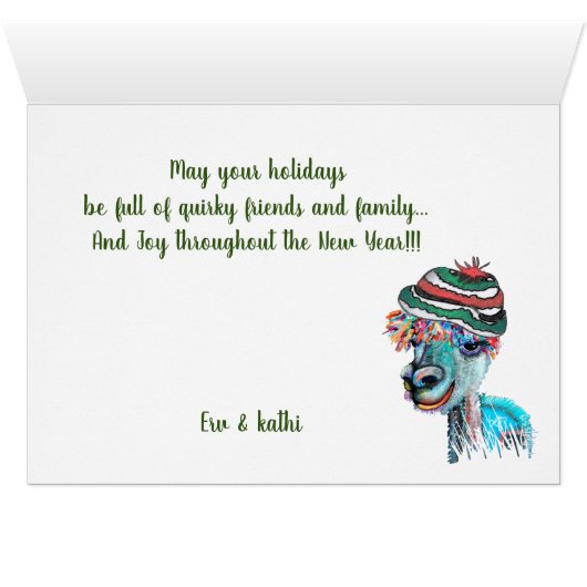 Quirky Alpacas Frohe Weihnachtskarte 20-1 (Innenansicht Horizontal (Unten))