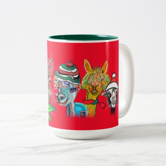 Quirky-Alpacas-Tasse Zweifarbige Tasse (VorderseiteRechts)
