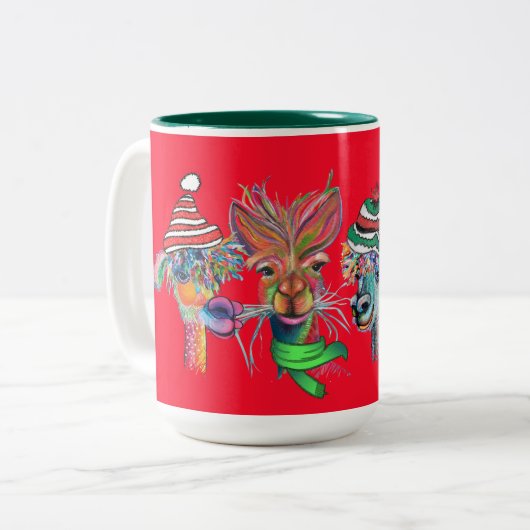 Quirky-Alpacas-Tasse Zweifarbige Tasse (Vorderseite Links)