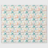 Quirky Atomstars Boomerang Squares Mitte des Jahrh Geschenkpapier (Flach)