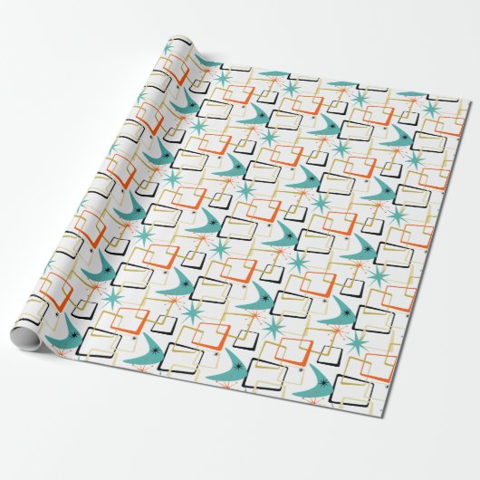 Quirky Atomstars Boomerang Squares Mitte des Jahrh Geschenkpapier (Ungerollt)