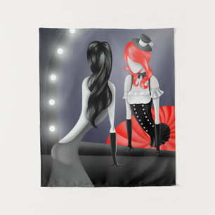 Quirky Ballerina & Dancer Reflexion Red Wandteppich