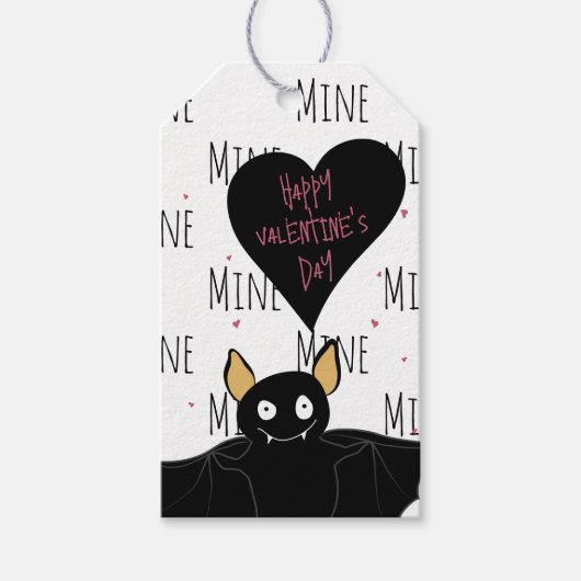 Quirky Bat Happy Valentines Day | Mein Muster Geschenkanhänger (Vorderseite)
