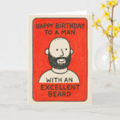 Quirky beard card to man with excellent hair karte (Gelbe Blume)