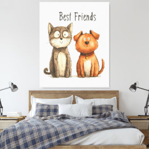 Quirky "Best Friends" Kunst, Dichtung und Musik Leinwanddruck